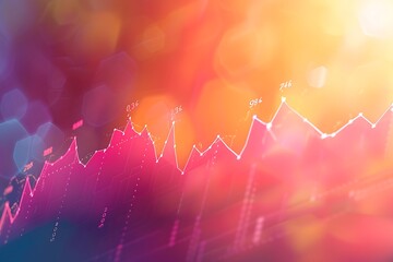 Aufkleber - Abstract Stock Market Chart with Bokeh Effect