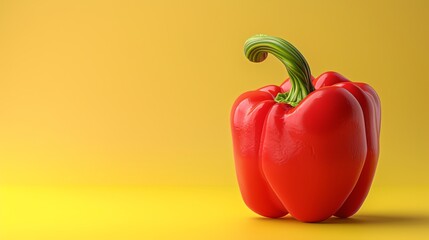 Wall Mural - A red bell pepper on a yellow background.