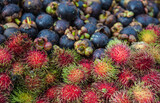 Mangosteen and rambutan at the Market 