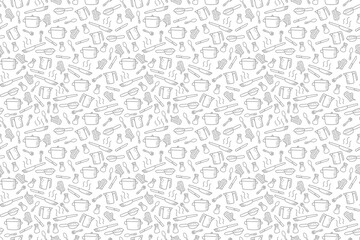 Kitchen utensils seamless pattern background. kitchen set seamless pattern background. hand drawn doodle of kitchen set pattern background. Doodle illustrations of cooking utensils seamless pattern.