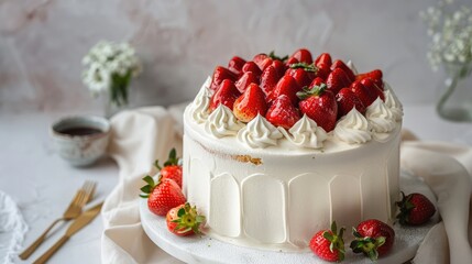 Wall Mural - cheesecake with strawberries