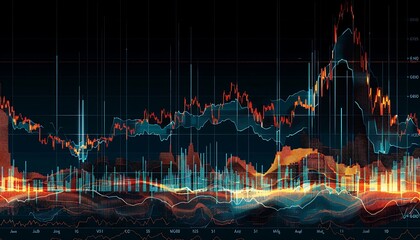 Poster - Stock Market Data Chart with Candlesticks and Moving Averages