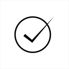 Poster - black check mark icons in a circle. tick mark icon in a circle symbols. yes, right, ok symbol cions.
