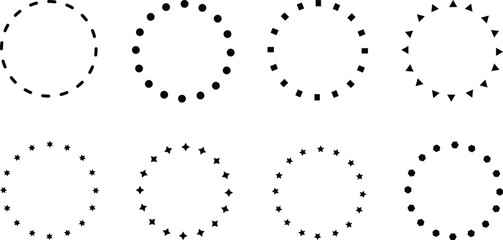 Poster - Abstract star triangle dot circle symbol set. Different dot circle vector illustration.