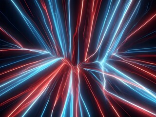 Fototapete - Abstract Small lines blue and red neon Lightning color