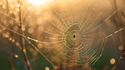spider web in the morning