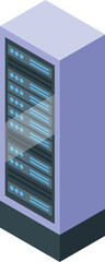 Poster - Server rack, the backbone of modern data storage, is shown processing and storing digital information