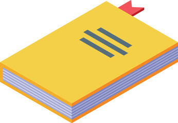 Poster - yellow book with bookmark isometric illustration representing reading, knowledge, and education