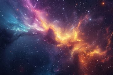 close-up of a star cluster with vibrant colors and swirling dust.