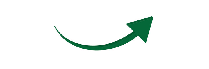 Poster - green long curve arrow. wavy curved long arrow icon. long line arrow vector. flat style arrow symbol