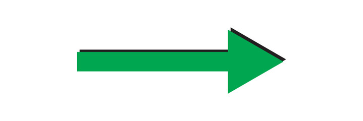 Poster - green long arrow pointing to the right. straight long arrow icon, right thin line, green cursor, hor