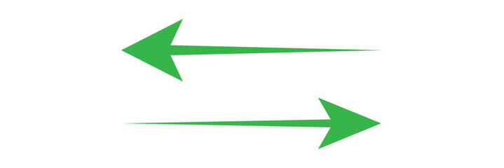 Poster - green long arrow pointing to the right. straight long arrow icon, right thin line, green cursor, hor
