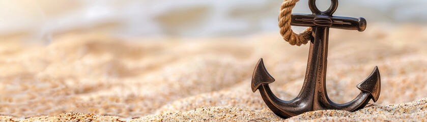 Wall Mural - Anchor on Beach.