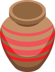 Wall Mural - Brown ceramic pot with red stripes, representing traditional pottery craftmanship