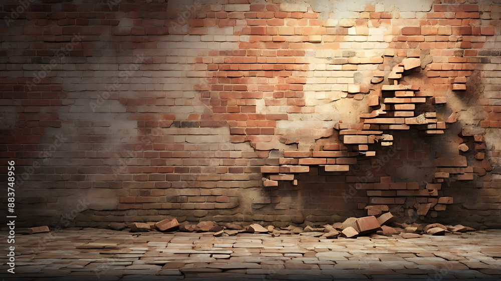 industrial brick wall, dark texture, metal reinforcements, pipes ...