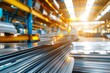 © TEN.POD - Neatly Stacked Aluminum Sheets in a Bright Warehouse Interior