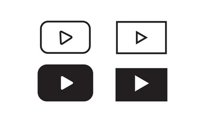 Poster - black play button icon vector. play video logo. video and media play symbols.