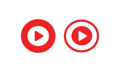 Poster - red play Icon set. Play button vector icon collections.
