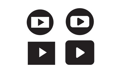Poster - Play button icons. Silhouette of video play icon set. Black play video symbol isolated on white background. Digital web vector. EPS 10