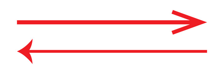 Poster - double Red Long arrow.  Red two sided arrow isolated on white background. Long double red arrow, left & right sided red arrow icon vector design for website, app and logo design.  silhouette design.