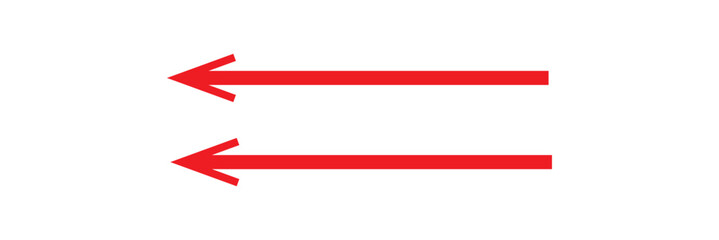 Poster - Set of red long straight arrows. Direction, navigation arrows, red double arrow vector illustration