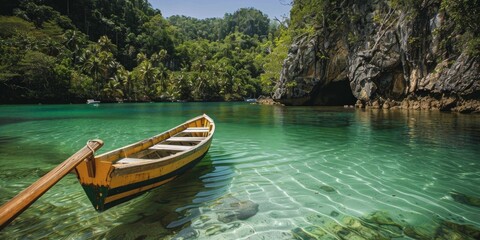 Canvas Print - Wooden Boat in a Tropical Lagoon