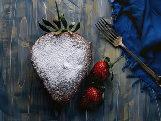 Poster - strawberry on a wooden background