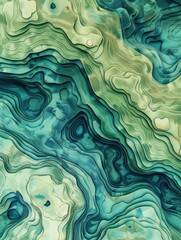 Canvas Print - Green and Blue Abstract Painting Close Up