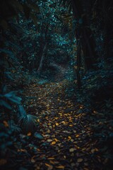 Canvas Print - Woodland Path with Fallen Leaves