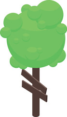 Poster - Illustration of a green tree with an empty wooden signpost, perfect for topics about nature or directions