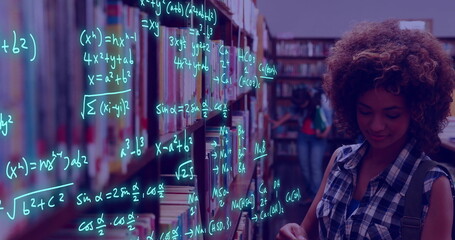 Poster - Image of data processing over biracial female student