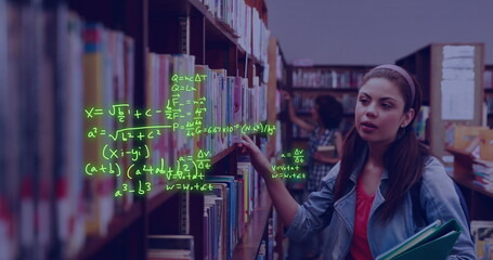 Poster - Image of scientific data processing over biracial female student
