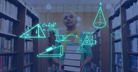 Poster - Image of scientific data processing over biracial female student