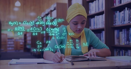 Poster - Image of data processing over biracial female student