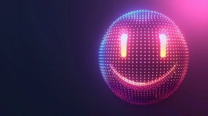 Cyberpunk digital dots smiley emoji simple abstract background wallpaper illustration