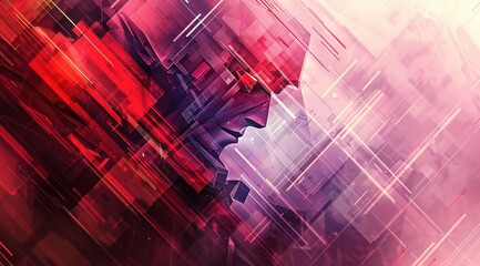 Sticker - abstract background with red man face