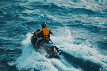 Wall Mural - Man on Jet Ski Ocean