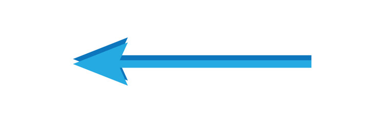 Poster - Blue long arrow pointing to the right. Straight long arrow icon, right thin line, blue cursor, horizontal element, thick pointer vector long arrow icon isolated on white background. vector.
