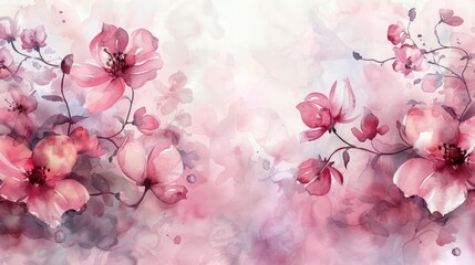 Pink watercolor floral background.