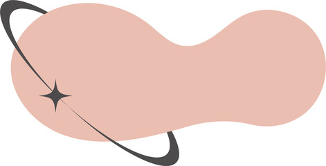 Poster - irregular organic y2k blob with orbit. abstract round liquid form. random fluid bubble and simple am