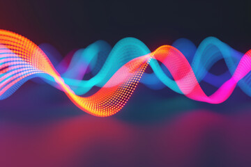 Poster - Vivid abstract waveforms in vibrant neon colors, showcasing a dynamic and futuristic digital art concept.