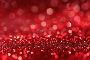 Poster - Stunning red glitter bokeh background with sparkling light, perfect for festive designs, celebrations, holiday cards, or vibrant decorative artwork.