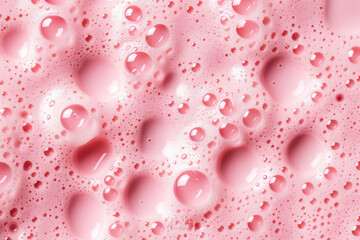 Poster - Close-up of pink foam texture with bubbles, creating a vibrant and dynamic background. Perfect for beauty, skincare, or abstract designs.