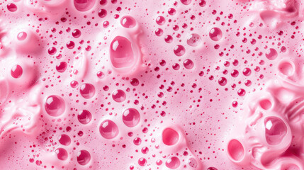 Poster - Close-up of pink foam bubbles creating a textured and vibrant background. Ideal for abstract, beauty, and background concepts in creative projects.