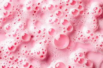 Poster - Close-up of pink soap bubbles and suds, creating a vibrant and textured background. Perfect for beauty products, cleaning themes, or abstract designs.