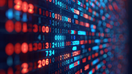 Aufkleber - Abstract digital data background with binary code, glowing numbers and patterns, perfect for technology and cybersecurity concepts.
