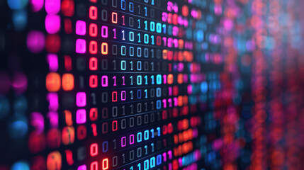 Aufkleber - Abstract background of binary code with vibrant colors, representing technology, data, and digital communication.
