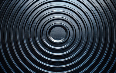 Poster - Abstract close-up of concentric circular patterns on a metallic surface, showcasing texture and light play. Perfect for backgrounds and design projects.