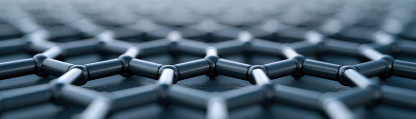 Poster - Close-up view of a nanotechnology structure with interconnected hexagonal cells, showcasing advanced material science and futuristic design.