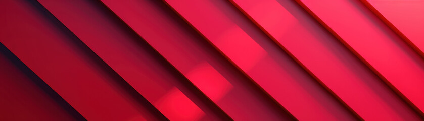 Poster - Abstract close-up of red diagonal lines creating a dynamic and modern background with strong shadows and gradients.
